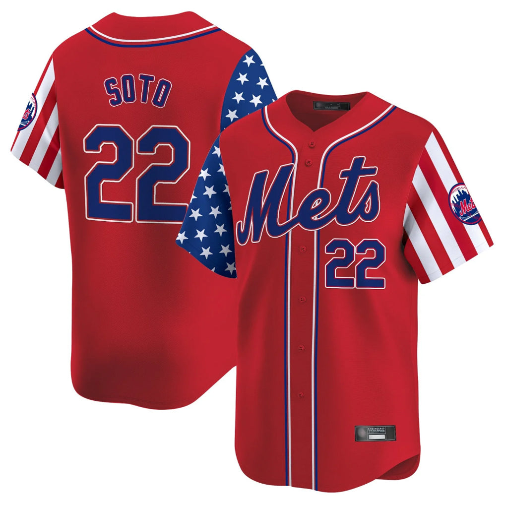 Lashops NY.Mets #22 Juan Soto Player Red 2025 Independence Day Vapor Premier Limited  Stitched Jerseys