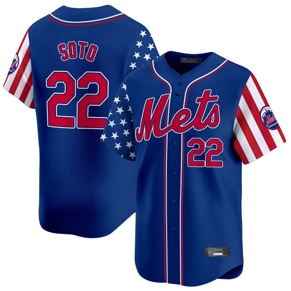 Lashops NY.Mets #22 Juan Soto Player Royal 2025 Independence Day Vapor Premier Limited  Stitched Jerseys