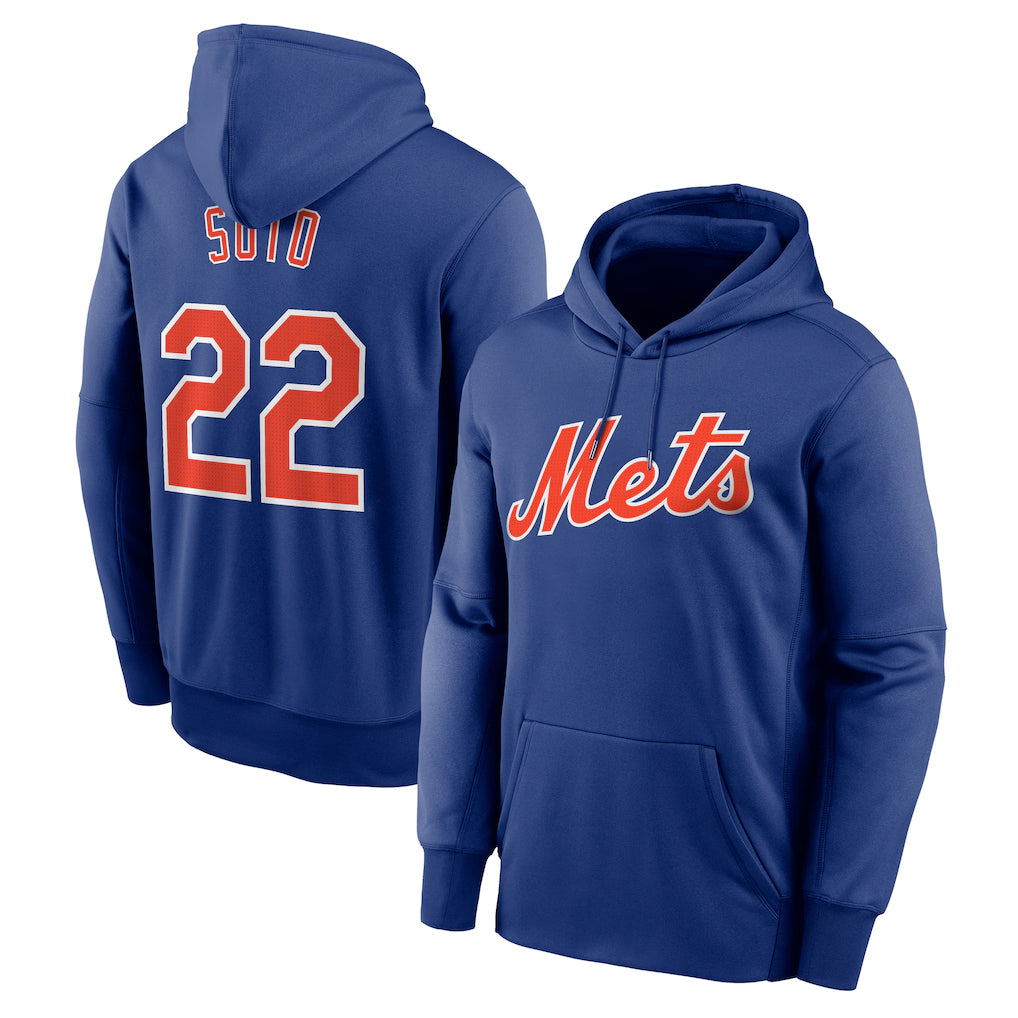 Lashops NY.Mets #22 Juan Soto Player Royal Club Pullover Hoodie Game Stitched Jerseys