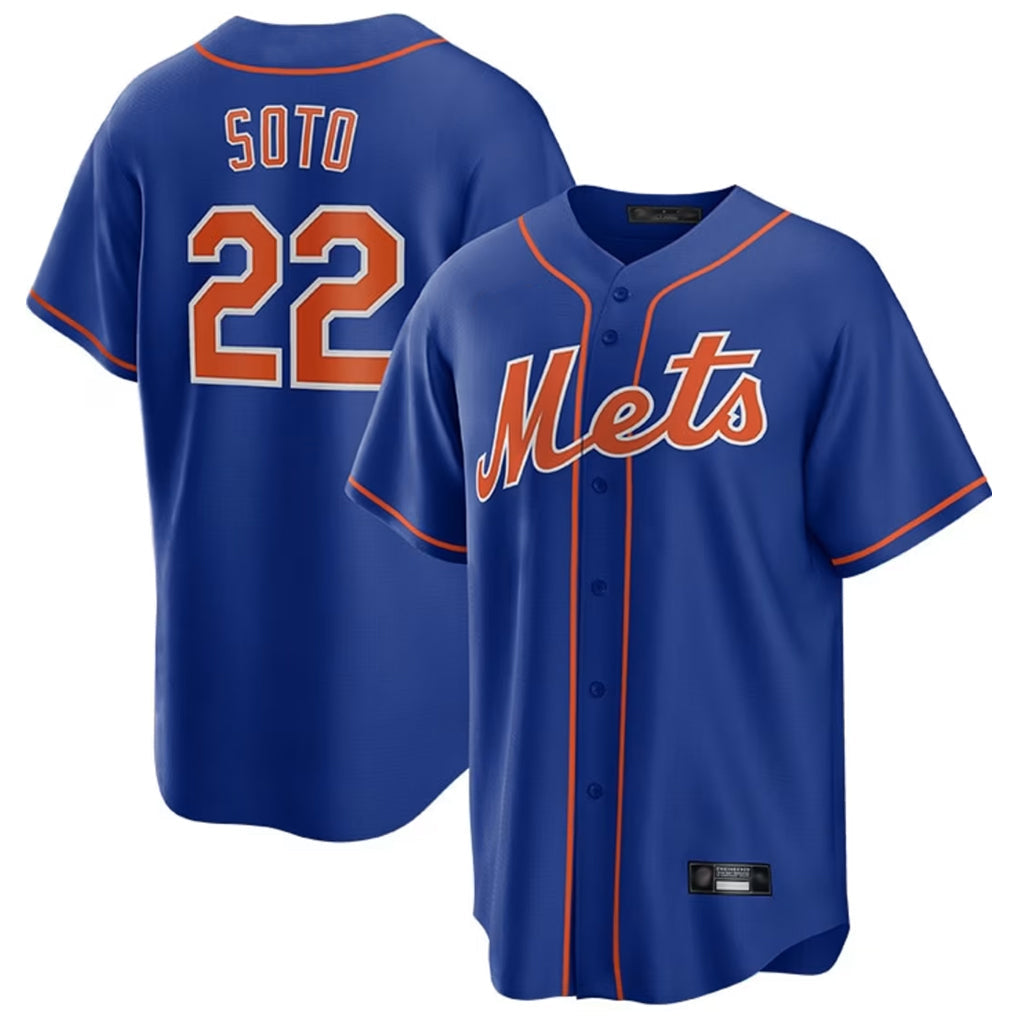 Lashops NY.Mets #22 Juan Soto Player Royal Home Game Stitched Jerseys