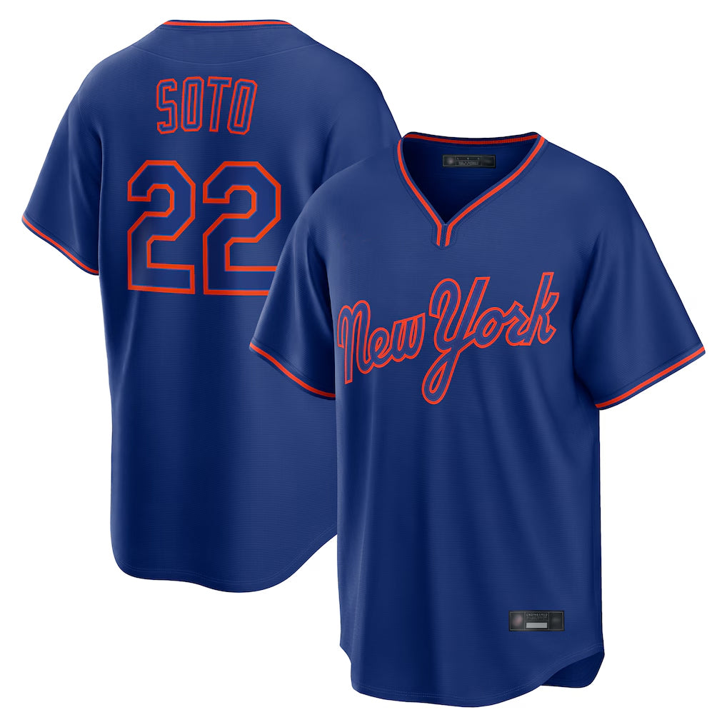 Lashops NY.Mets #22 Juan Soto Player Royal T-shirt Home Game Stitched Jerseys