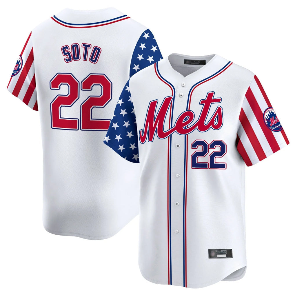 Lashops NY.Mets #22 Juan Soto Player White 2025 Independence Day Vapor Premier Limited  Stitched Jerseys