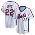 Lashops NY.Mets #22 Juan Soto Player White Cooperstown Collection T-shirt Game Stitched Jerseys