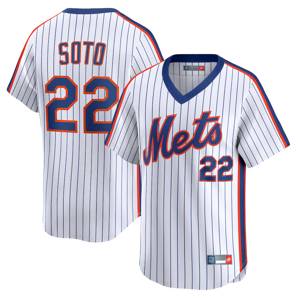 Lashops NY.Mets #22 Juan Soto Player White Cooperstown Collection T-shirt Game Stitched Jerseys