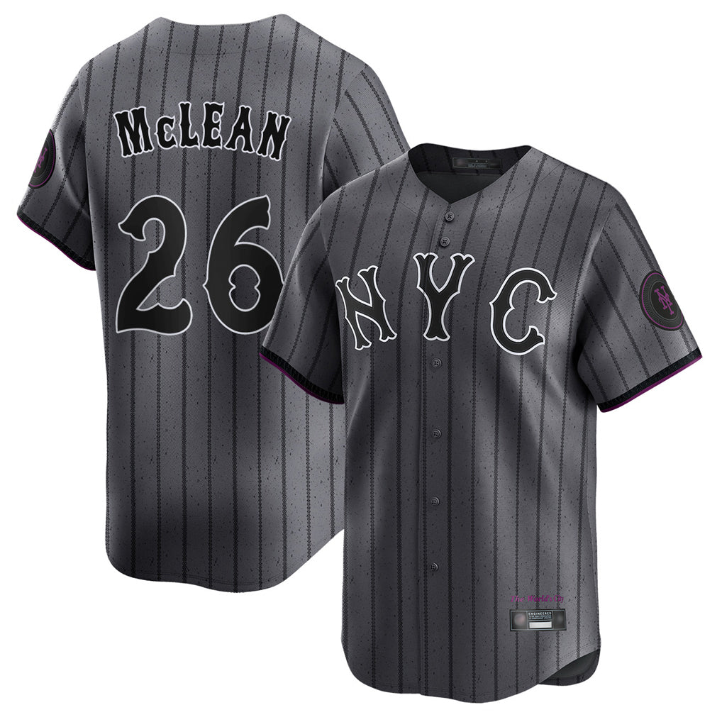 Lashops NY.Mets #26 Nolan McLean Player Gray City Connect Limited Stitched Jerseys