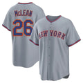 Lashops NY.Mets #26 Nolan McLean Player Gray Road Home Game Stitched Jerseys