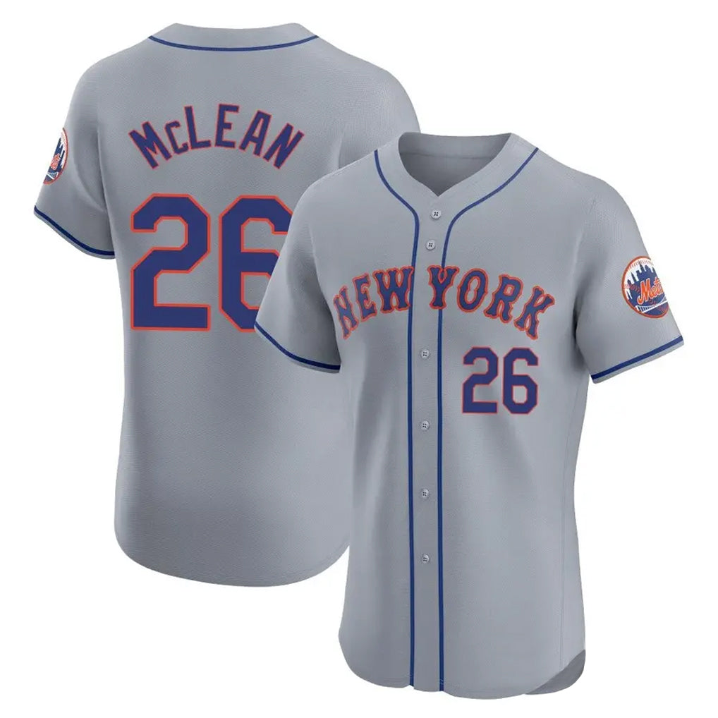 Lashops NY.Mets #26 Nolan McLean Player Gray Road Limited Elite Home Stitched Jerseys