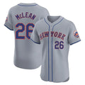 Lashops NY.Mets #26 Nolan McLean Player Gray Road Limited Elite Home Stitched Jerseys