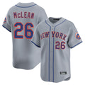Lashops NY.Mets #26 Nolan McLean Player Gray Road Limited Home Stitched Jerseys