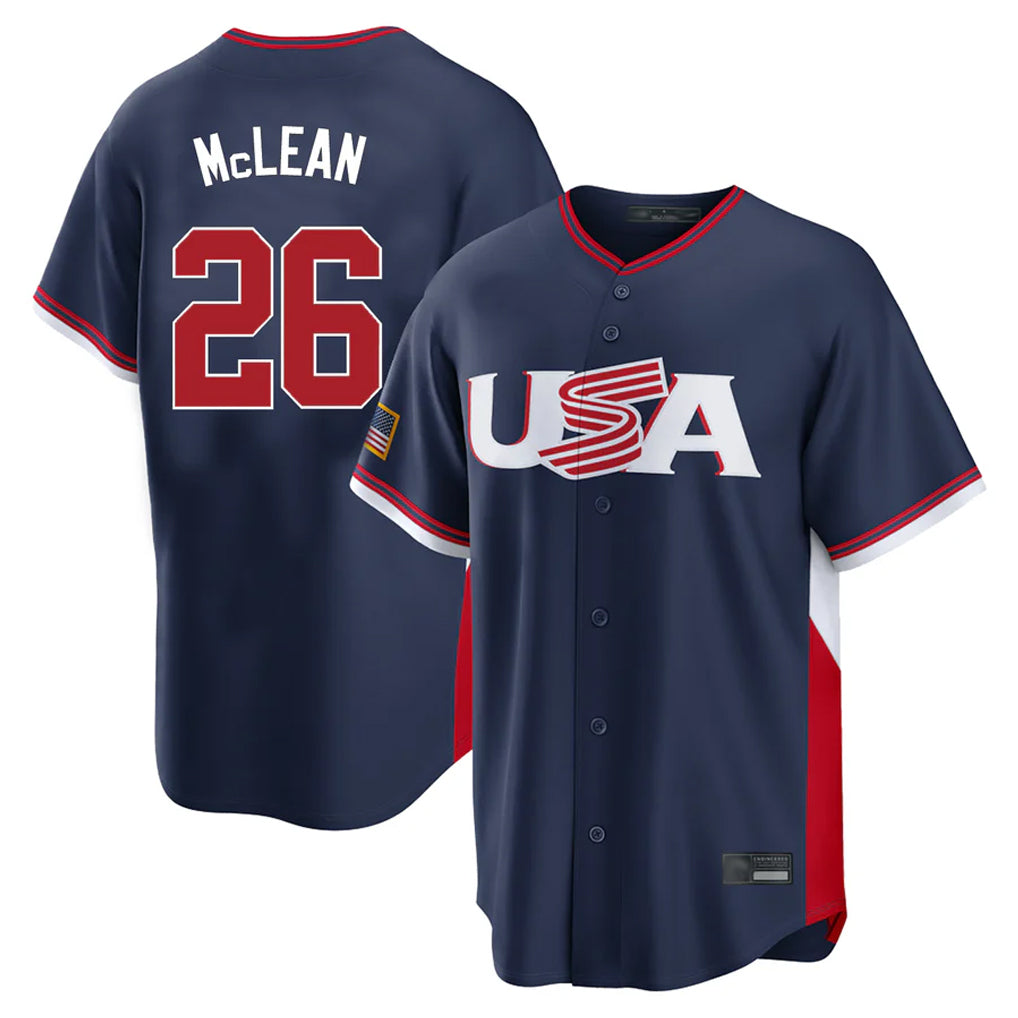 Lashops NY.Mets #26 Nolan McLean Player Navy USA 2026 World Classic Home Limited Stitched Jerseys