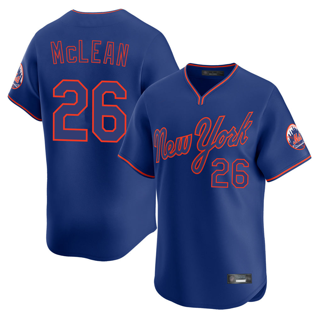 Lashops NY.Mets #26 Nolan McLean Player Royal T-shirt Home Limited Elite Stitched Jerseys
