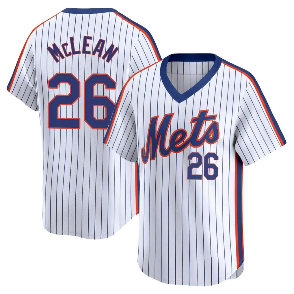 Lashops NY.Mets #26 Nolan McLean Player White Cooperstown Collection T-shirt Game Stitched Jerseys