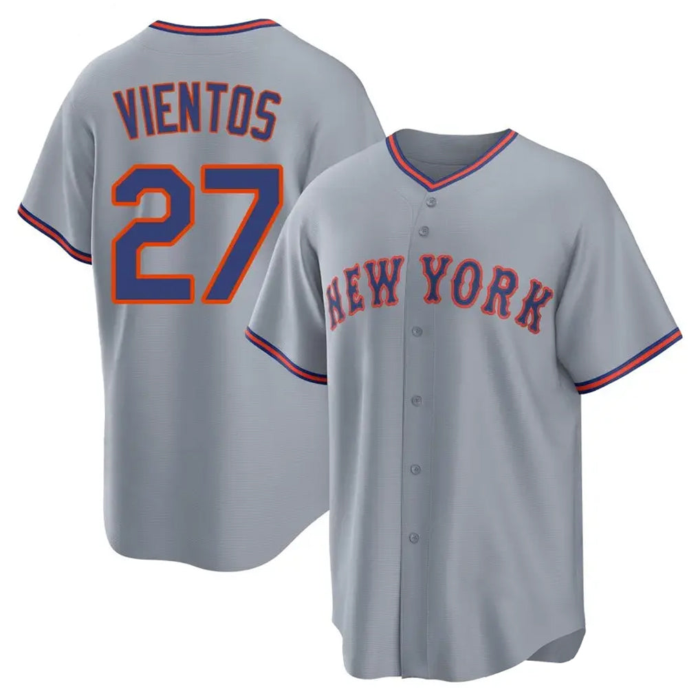 Lashops NY.Mets #27 Mark Vientos Player Gray Road Home Game Stitched Jerseys