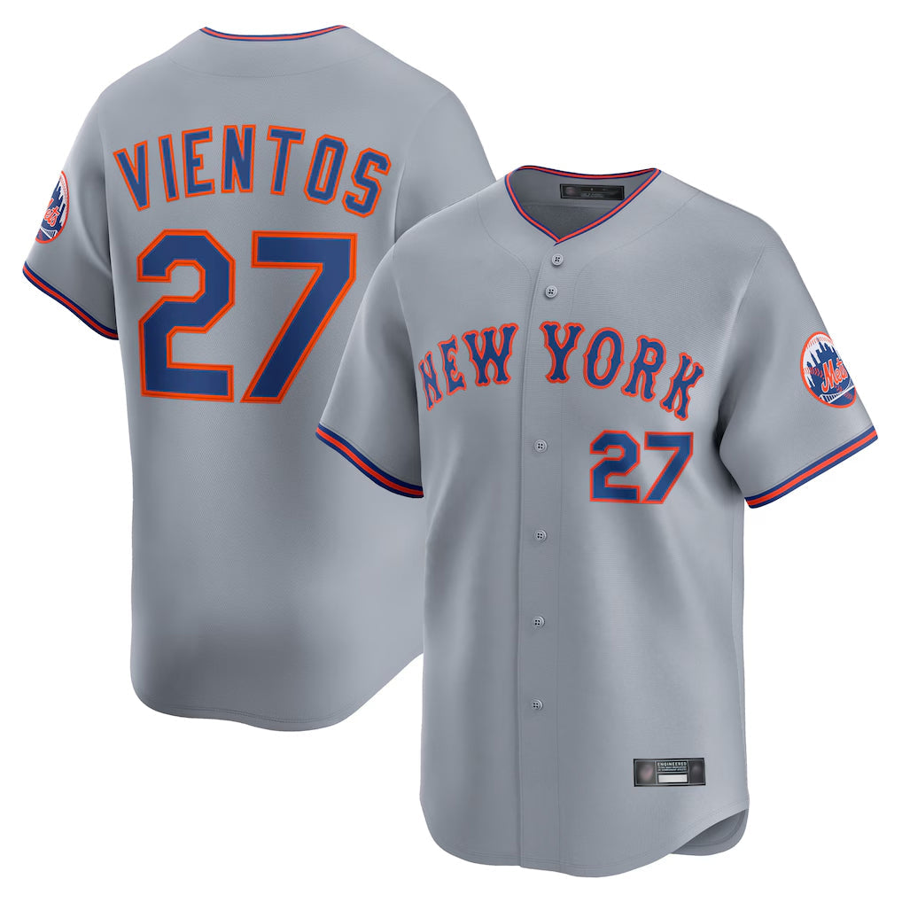 Lashops NY.Mets #27 Mark Vientos Player Gray Road Limited Home Stitched Jerseys