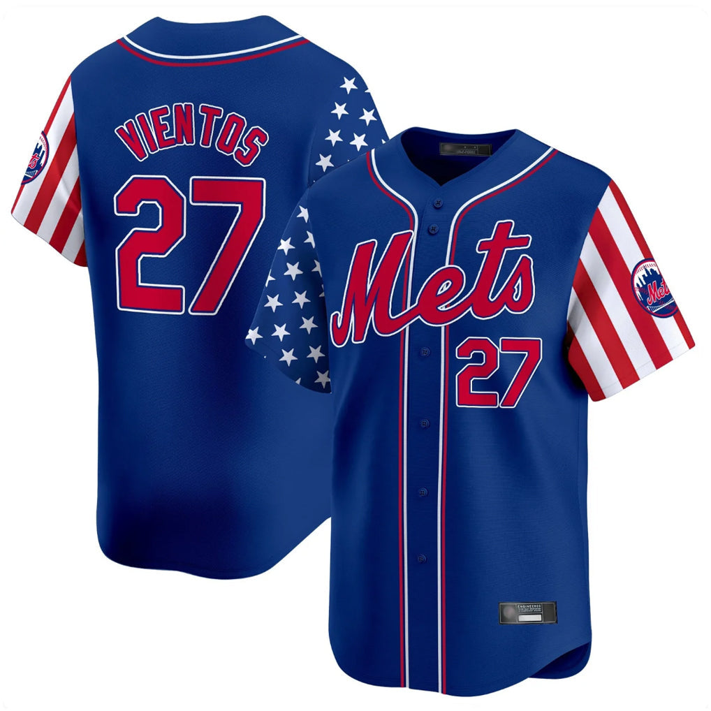 Lashops NY.Mets #27 Mark Vientos Player Royal 2025 Independence Day Vapor Premier Limited  Stitched Jerseys