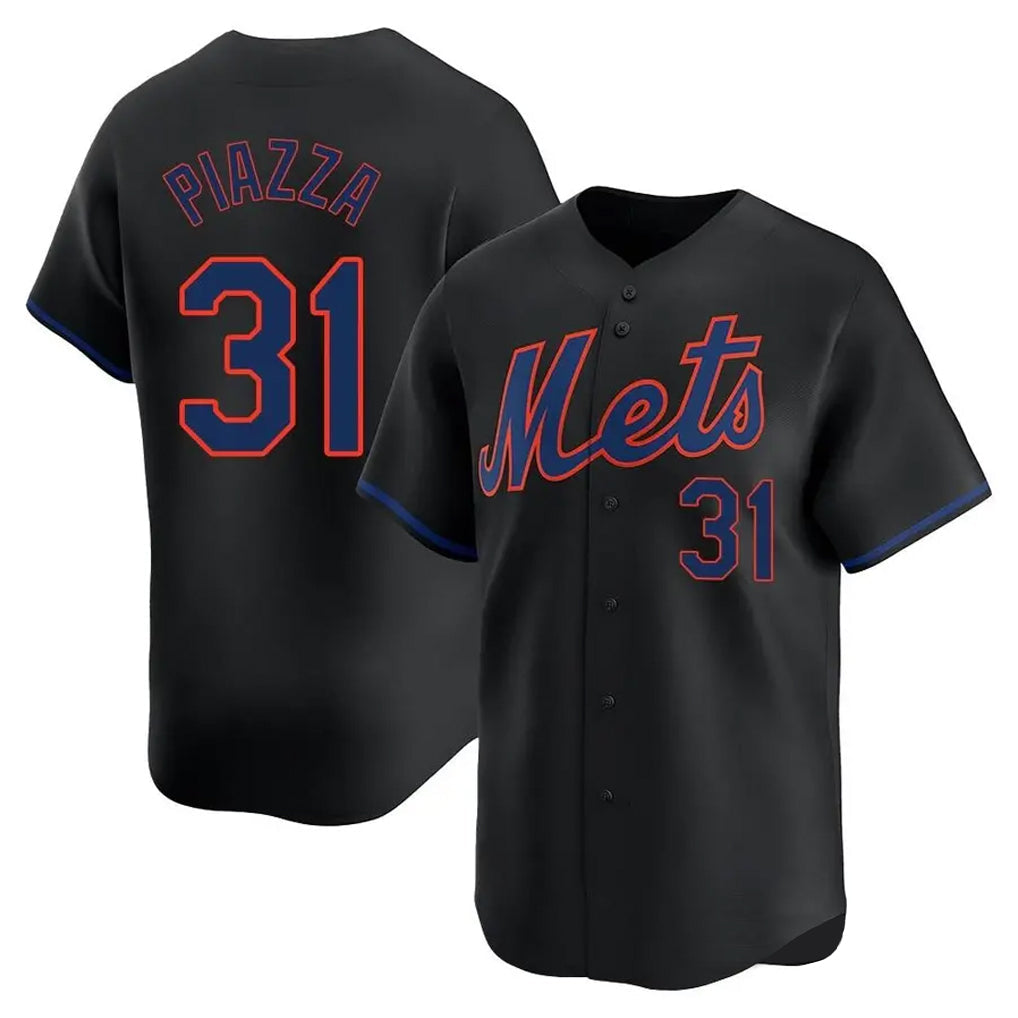 Lashops NY.Mets #31 Mike Piazza Player Black Alternate Home Limited Stitched Jerseys