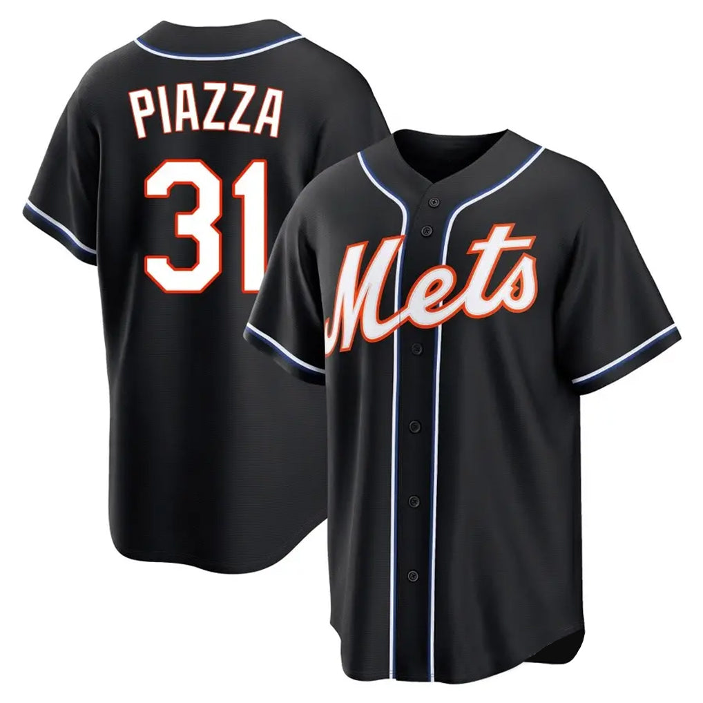 Lashops NY.Mets #31 Mike Piazza Player Black Fashion Out Game Stitched Jerseys