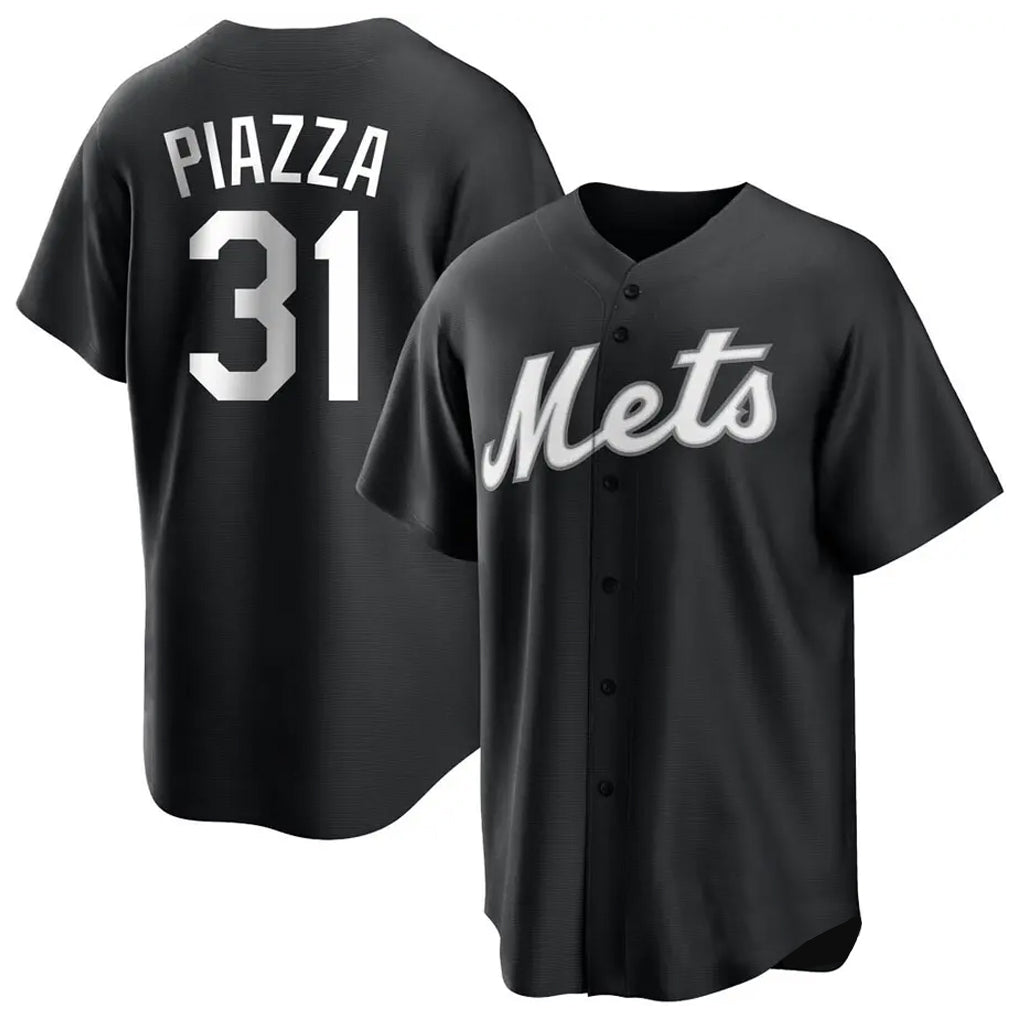 Lashops NY.Mets #31 Mike Piazza Player Black Home Game Stitched Jerseys