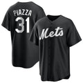 Lashops NY.Mets #31 Mike Piazza Player Black Home Game Stitched Jerseys