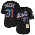 Lashops NY.Mets #31 Mike Piazza Player Black Mitchell & Ness Cooperstown Collection Home Limited Stitched Jerseys