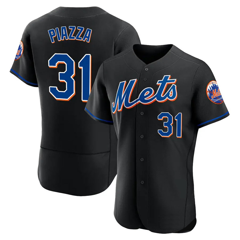 Lashops NY.Mets #31 Mike Piazza Player Black Replica Home Limited Elite Stitched Jerseys