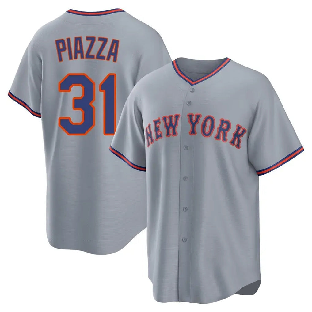 Lashops NY.Mets #31 Mike Piazza Player Gray Road Home Game Stitched Jerseys