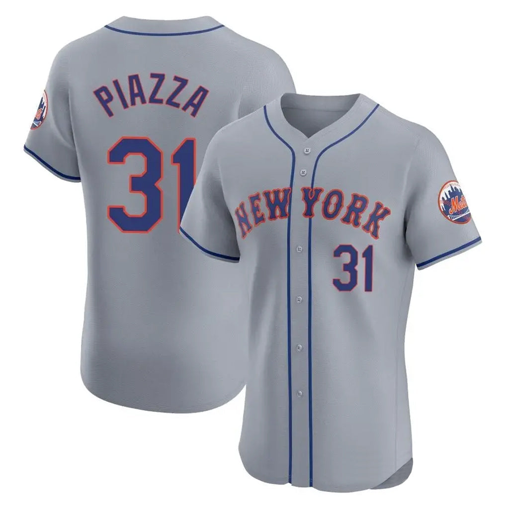 Lashops NY.Mets #31 Mike Piazza Player Gray Road Limited Elite Home Stitched Jerseys