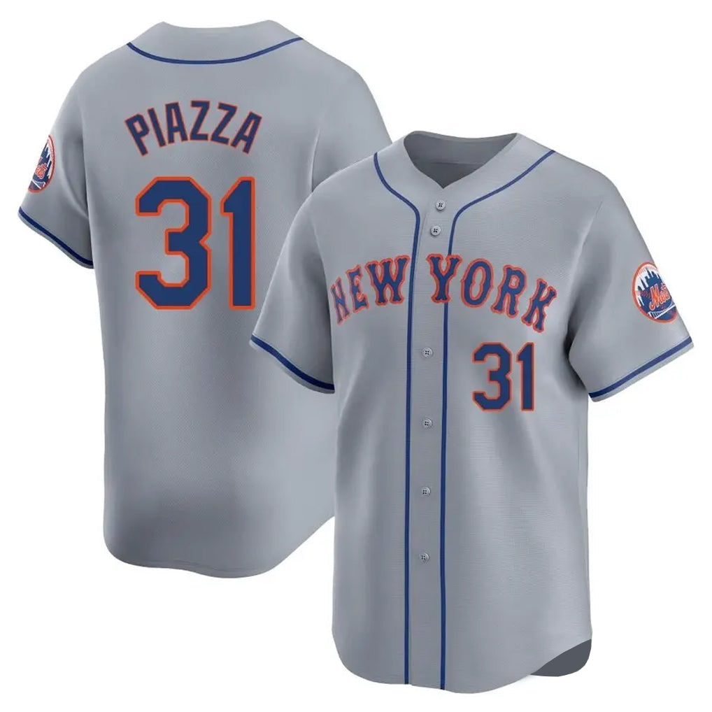 Lashops NY.Mets #31 Mike Piazza Player Gray Road Limited Home Stitched Jerseys