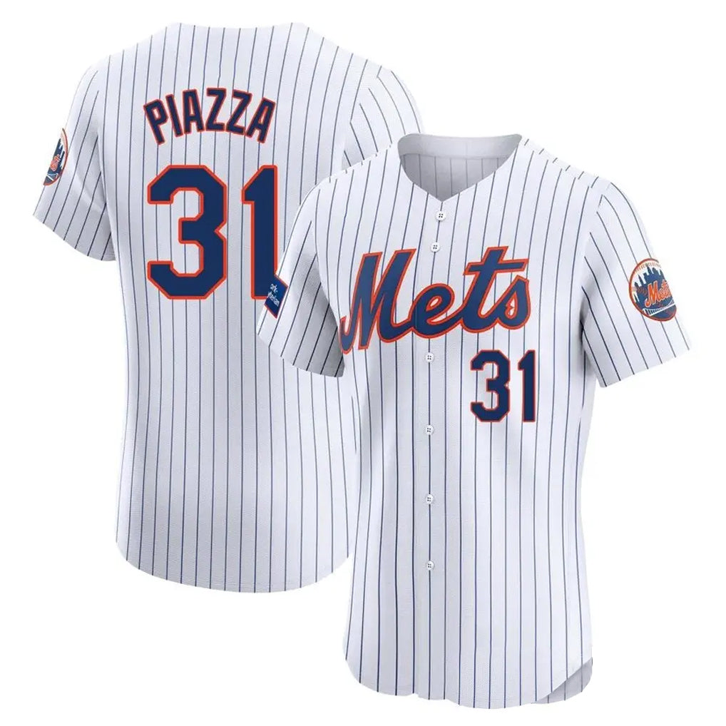 Lashops NY.Mets #31 Mike Piazza Player White Home Limited Elite Stitched Jerseys