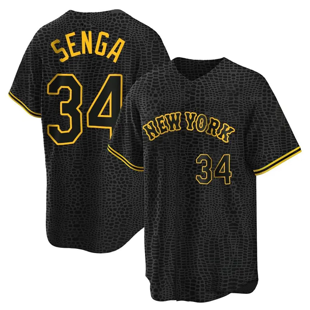 Lashops NY.Mets #34 Kodai Senga Player Black Snake Skin City Home Game Stitched Jerseys