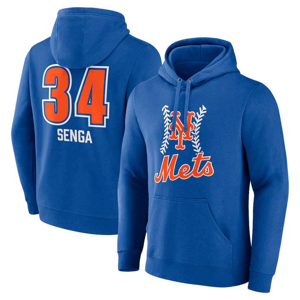 Lashops NY.Mets #34 Kodai Senga Player Royal Club Pullover Hoodie Game Stitched Jerseys
