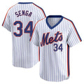 Lashops NY.Mets #34 Kodai Senga Player White Cooperstown Collection T-shirt Game Stitched Jerseys