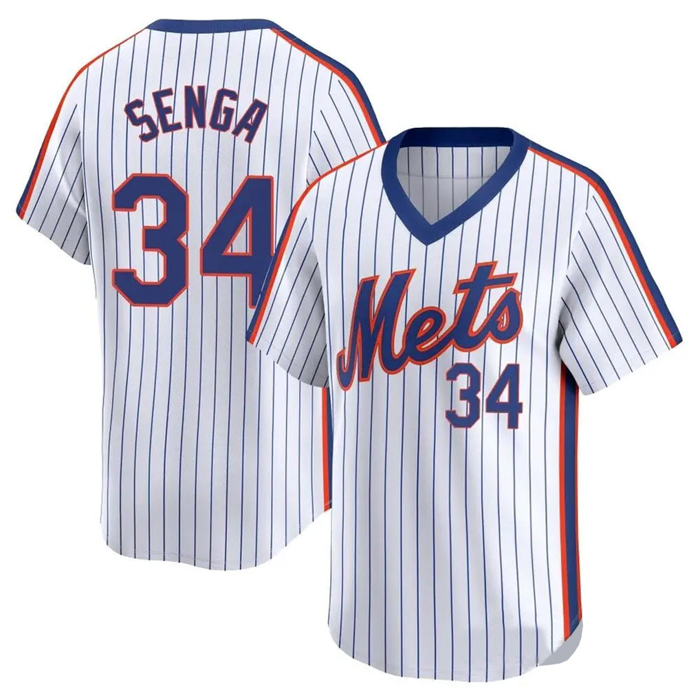 Lashops NY.Mets #34 Kodai Senga Player White Cooperstown Collection T-shirt Game Stitched Jerseys