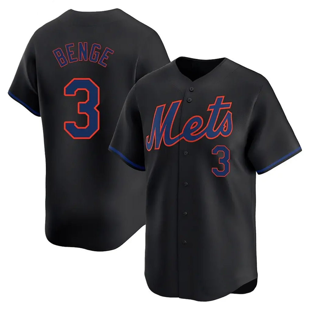 Lashops NY.Mets #3 Carson Benge Player Black Alternate Home Limited Stitched Jerseys