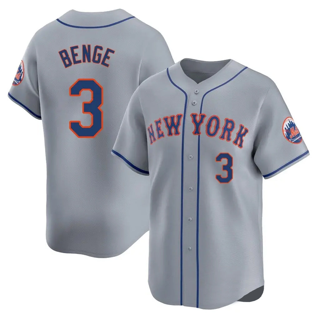 Lashops NY.Mets #3 Carson Benge Player Gray Road Limited Home Stitched Jerseys