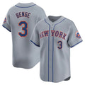 Lashops NY.Mets #3 Carson Benge Player Gray Road Limited Home Stitched Jerseys
