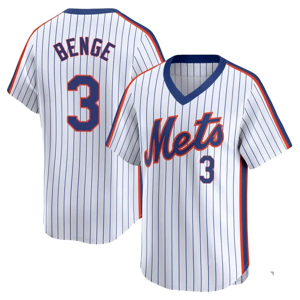 Lashops NY.Mets #3 Carson Benge Player White Cooperstown Collection T-shirt Game Stitched Jerseys