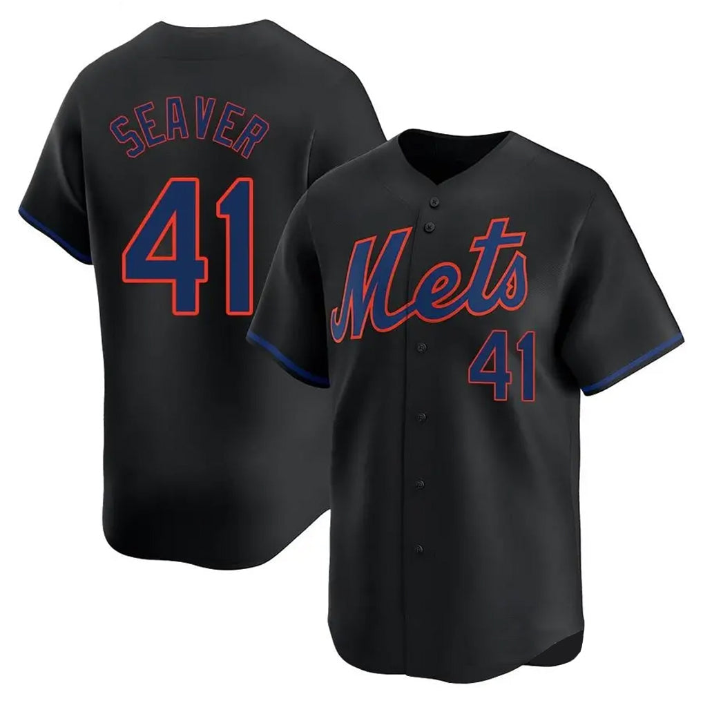 Lashops NY.Mets #41 Tom Seaver Player Black Alternate Home Limited Stitched Jerseys