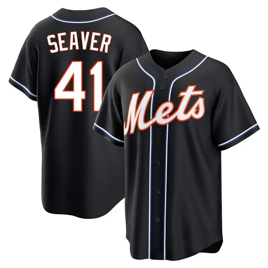 Lashops NY.Mets #41 Tom Seaver Player Black Fashion Out Game Stitched Jerseys