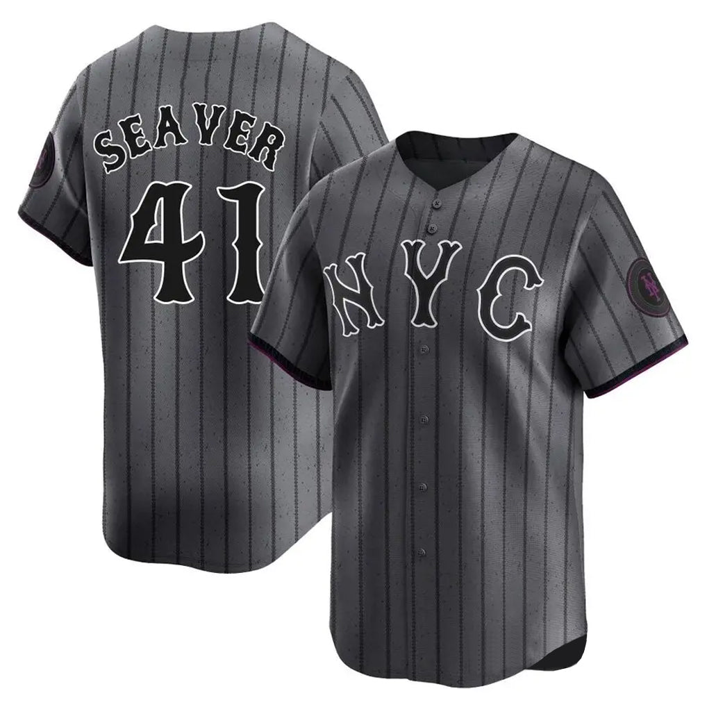 Lashops NY.Mets #41 Tom Seaver Player Gray City Connect Limited Stitched Jerseys