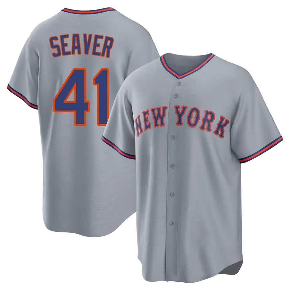 Lashops NY.Mets #41 Tom Seaver Player Gray Road Home Game Stitched Jerseys
