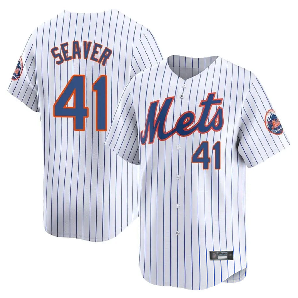 Lashops NY.Mets #41 Tom Seaver Player White Home Replica Stitched Jerseys