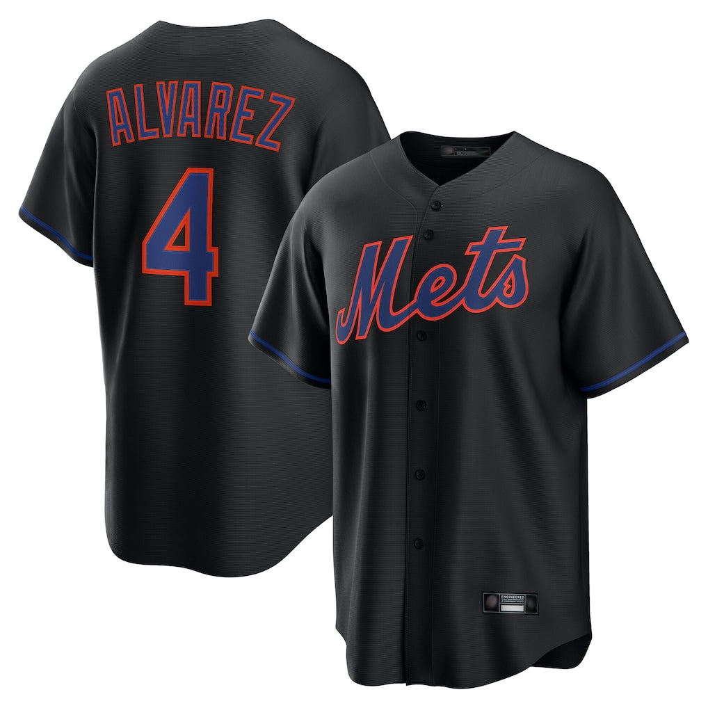 Lashops NY.Mets #4 Francisco Alvarez Player Black Alternate Home Game Stitched Jerseys