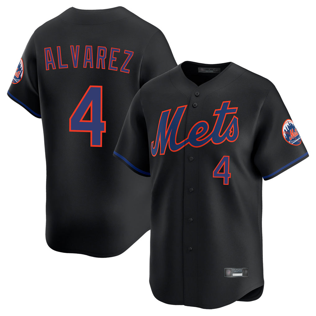 Lashops NY.Mets #4 Francisco Alvarez Player Black Alternate Home Limited Stitched Jerseys