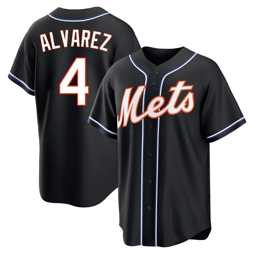 Lashops NY.Mets #4 Francisco Alvarez Player Black Fashion Out Game Stitched Jerseys