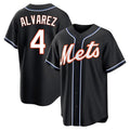 Lashops NY.Mets #4 Francisco Alvarez Player Black Fashion Out Game Stitched Jerseys