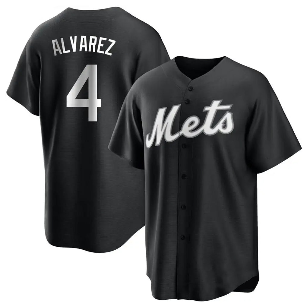 Lashops NY.Mets #4 Francisco Alvarez Player Black Home Game Stitched Jerseys