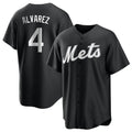 Lashops NY.Mets #4 Francisco Alvarez Player Black Home Game Stitched Jerseys
