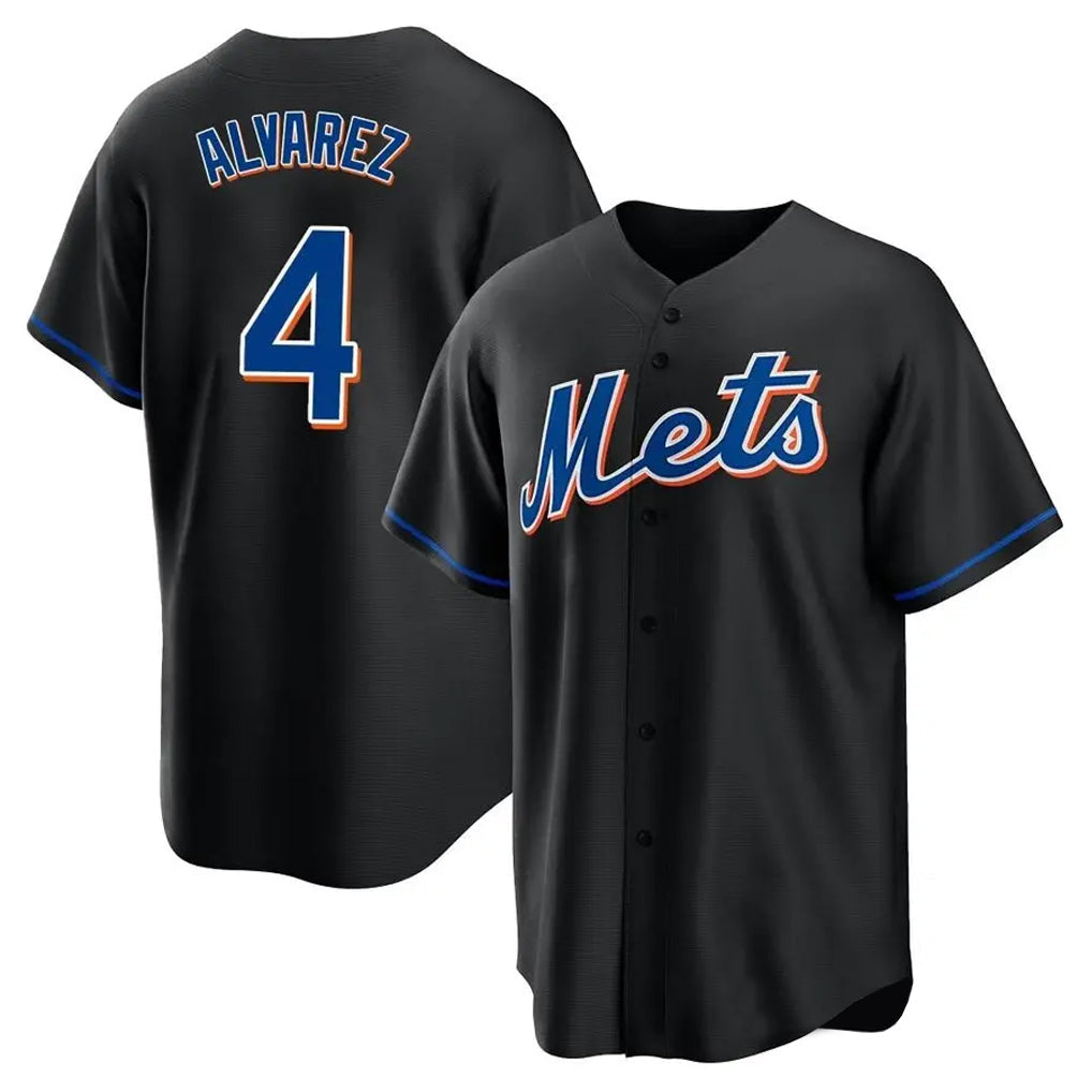Lashops NY.Mets #4 Francisco Alvarez Player Black Replica Home Game Stitched Jerseys