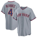 Lashops NY.Mets #4 Francisco Alvarez Player Gray Road Home Game Stitched Jerseys
